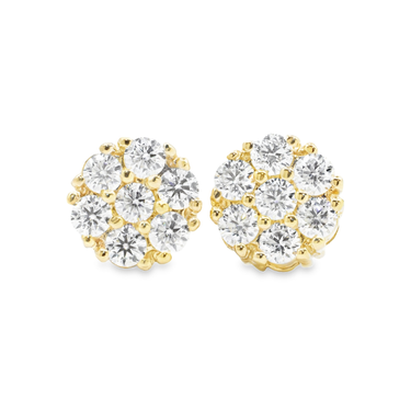 14k White Gold Diamond Cluster Stud Earrings 0.96 Cwt.